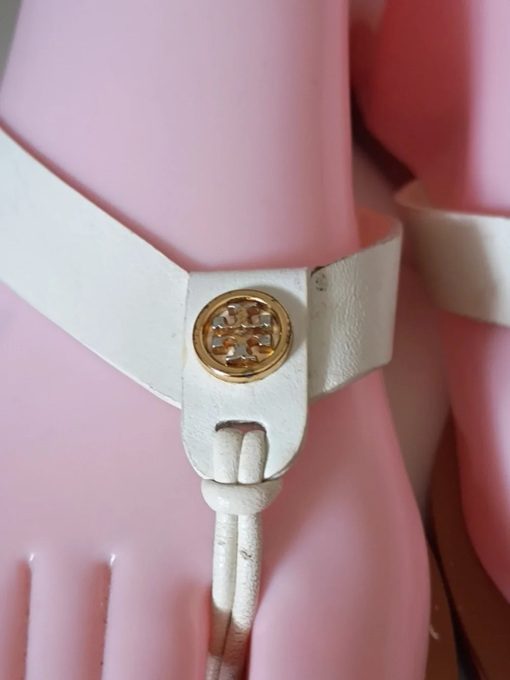 Tory Burch White Leather Thong Sandals with Gold Accent - Women